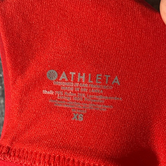 Athleta Tankini Top XS Radiant Red Side Scrunch V-Neck Athletic Swim - Picture 8 of 9